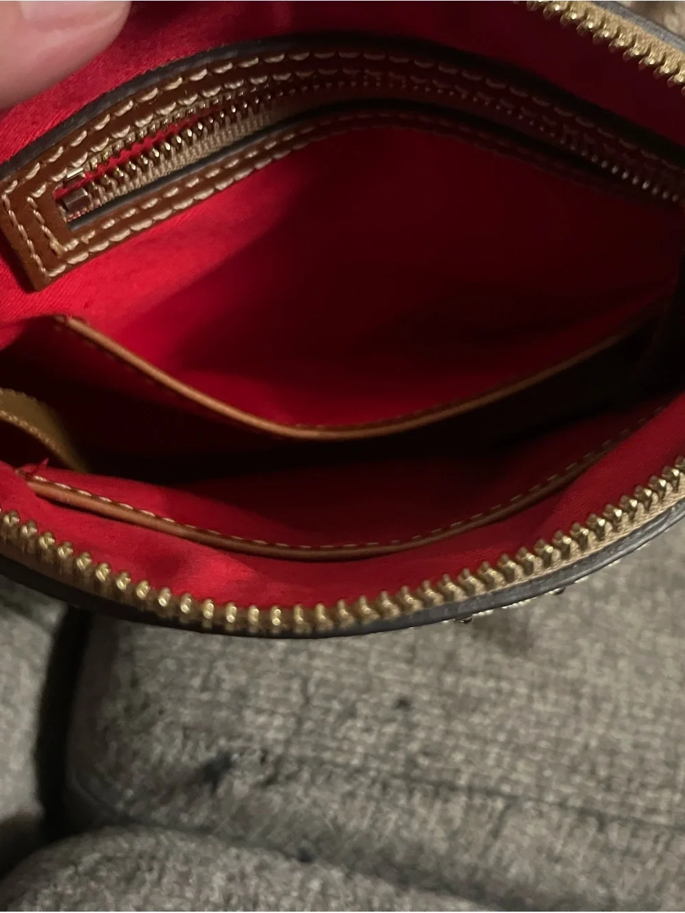 Dooney & Bourke White and Brown Ostrich Crossbody Bag